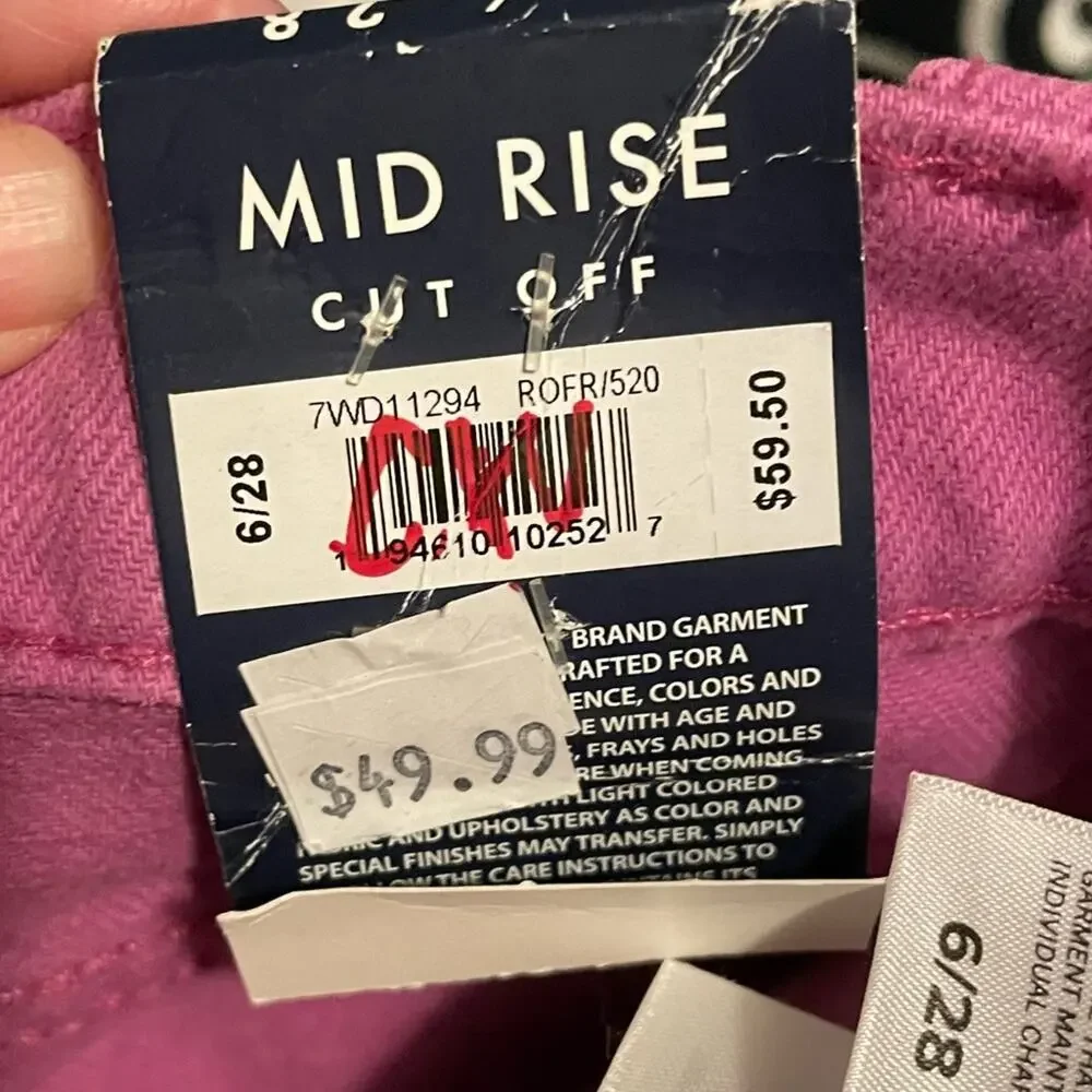 Lucky Brand Size 6 28 Orchid Purple Mid‎ Rise Cut Off Frayed Denim Jean Shorts - Picture 5 of 6